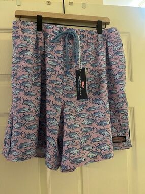 Vineyard Vines Pink Blue Fish-Print Women's Shorts